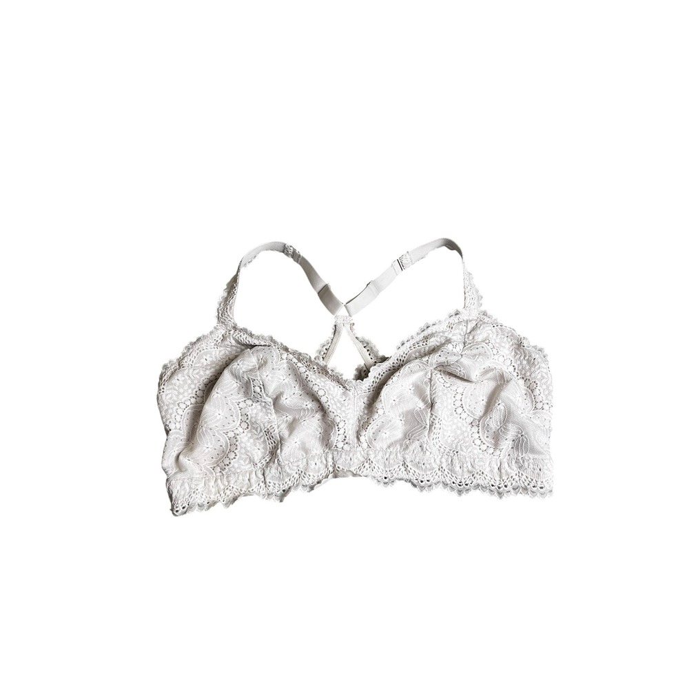 Auden Cream Floral Lace Racerback Bralette‎ Plus Size 3X Off White Adjustable